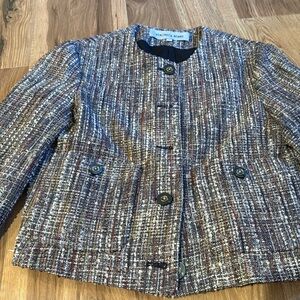 Veronica Beard blazer.  Blue, gold, cream, and rust tones.  EUC